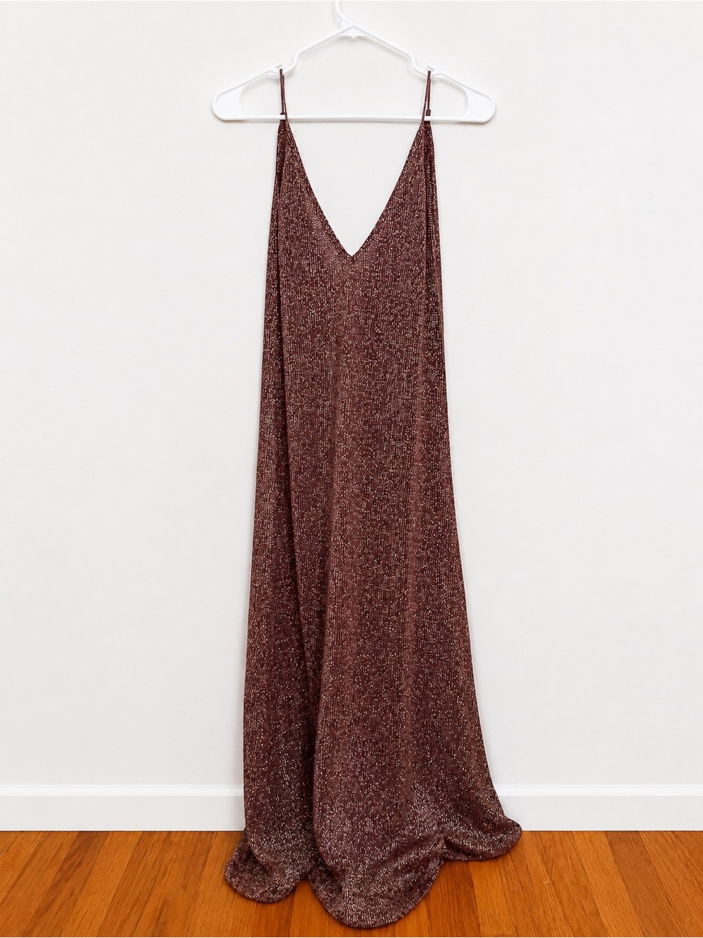 Zara long sparkly Knit Dress maroon